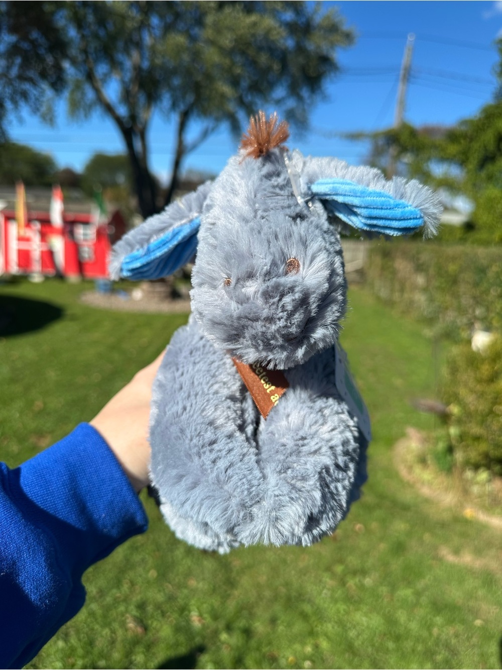 NWT Disney Gray Baby Eeyore Plush with Blue-Lined Ears